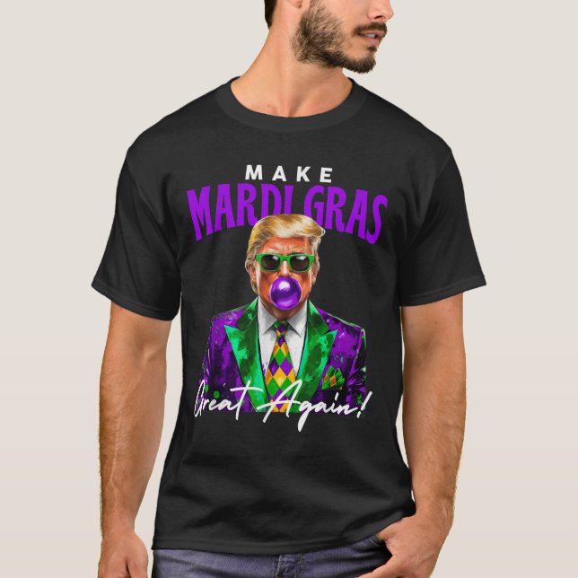 Camiseta 47º Presidente Trump Pop Art Mardi Gras New Orlean (Frente)