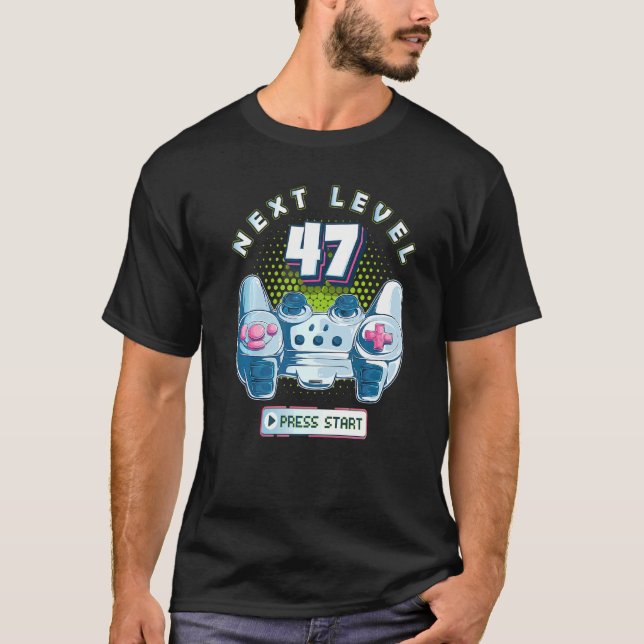 Camiseta 47 Birthday Gamer Nível 47 - Controladora de jogos (Frente)