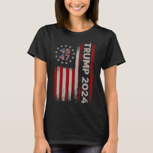 Camiseta 47 Donald Trump 2024 Bandeira Americana Eleições 2