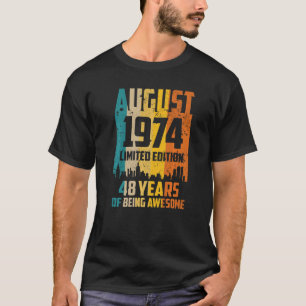 Camiseta 48º aniversário 48 anos incrível desde agosto de 1