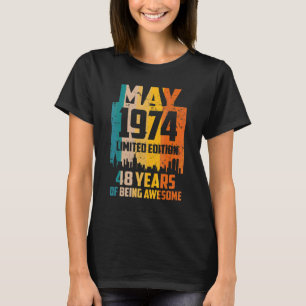 Camiseta 48º aniversário 48 anos incrível desde maio de 197