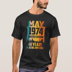 Camiseta 48º aniversário 48 anos incrível desde maio de 197