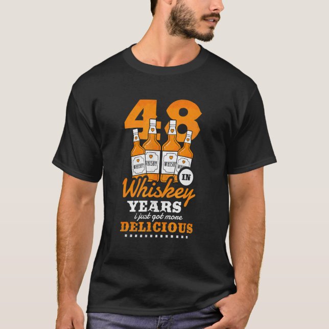 Camiseta 48º Aniversário Em Anos De Uísque Eu Acabei De Rec (Frente)