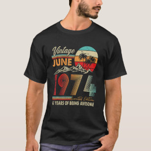 Camiseta 48 anos 48º aniversário Decoração junho 1974