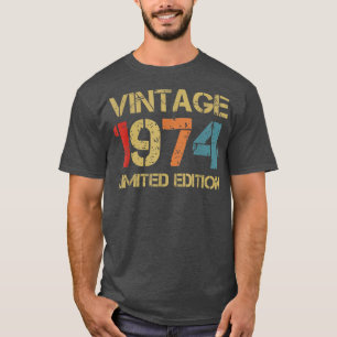 Camiseta 48 anos Antigos Presentes Vintage 1974 Edição Limi