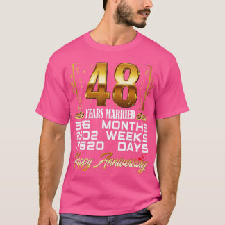 Camiseta 48 Anos Casados Engraçados 48 Anos De Casamento