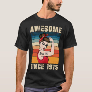 Camiseta 48 anos de idade incrível desde 1975 48º aniversár