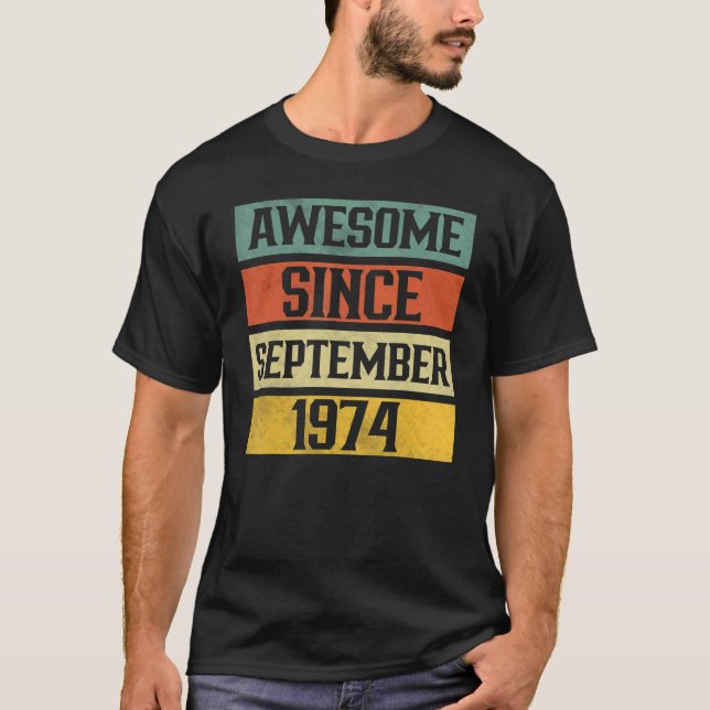 Camiseta 48 anos é incrível desde setembro de 1974 48º 7 (Frente)