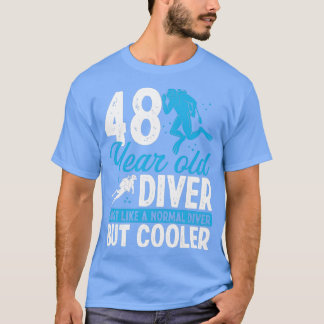 Camiseta 48 Anos Mergulhando Mergulhador Snorkel 48 Anivers