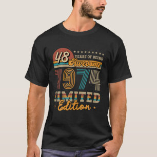 Camiseta 48 anos Vintage 1974 Edição limitada Idea de prese