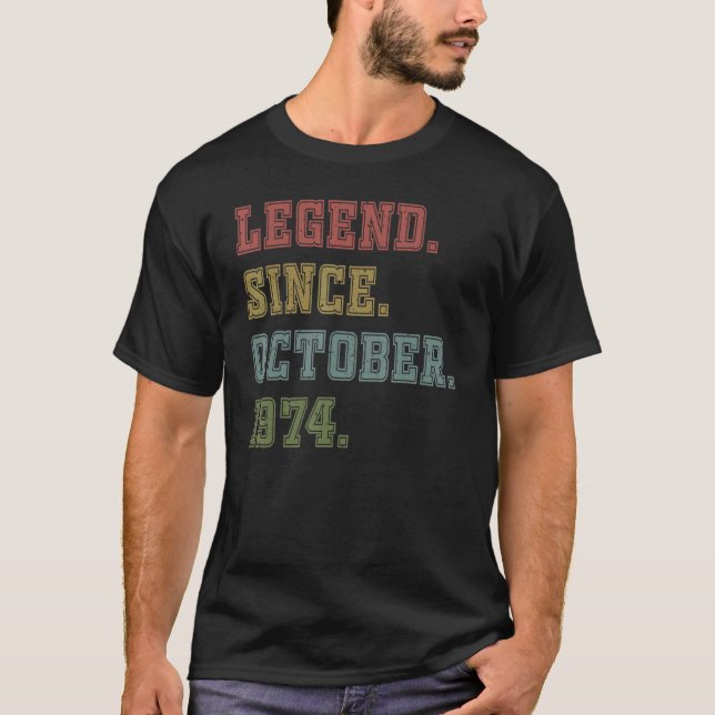 Camiseta 48 Years Old  Legend Since October 1974 48th Birth (Frente)