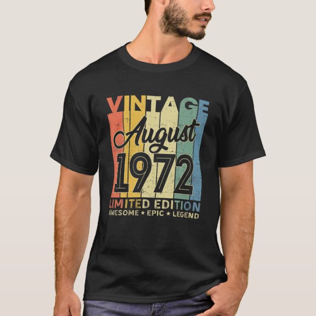 Camiseta 49º Aniversário Decoração Agosto De 1972 Homens Mu (Frente)