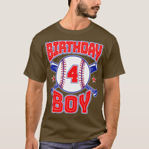 Camiseta 4.º Aniversário Baseball Grande Número Quatro 4 An