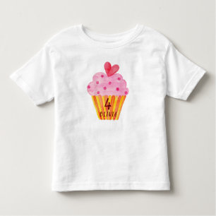 Camiseta 4.º aniversário - Cupcake a água