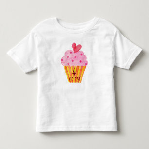 Camiseta 4.º aniversário - Cupcake de moças aquáticas