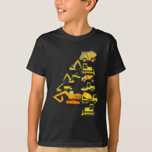 Camiseta 4.º Aniversário Da Construção De Caminhões Para 4