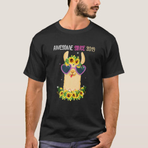 Camiseta 4.º Aniversário do Llama Incrível Desde 2019, 4 an