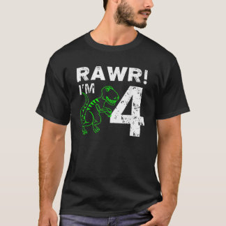 Camiseta 4.º aniversário Rawr I m 4 dinossauro de 4 anos Gi