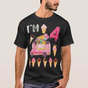 Camiseta 4.º Aniversário Tripulação Sorvete Im 4 Bday I