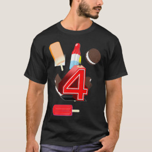 Camiseta 4.º Aniversário Tripulação Sorvete Im 4 Bday I