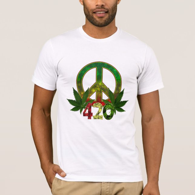 Camiseta 4 20 Rasta Peace Weed (Frente)