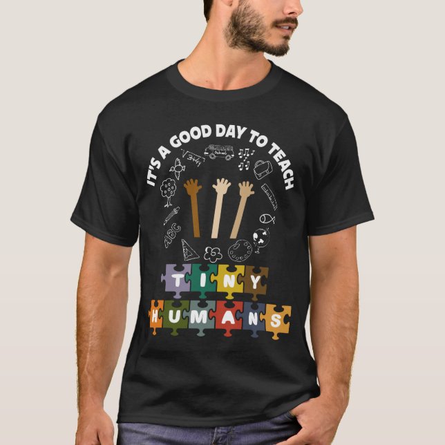 Camiseta 4/4, é um bom dia ensinar seres humanos, professor (Frente)