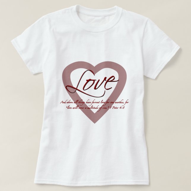 Camiseta 4:8 de Peter do amor 1 (Frente do Design)