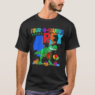 Camiseta 4-A-Saurus Rex 4-Aniversário 4 Anos Rex Lov