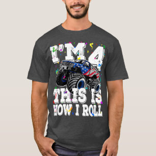 Camiseta 4 Anos Aniversário Dotado Monster Truck 4º E
