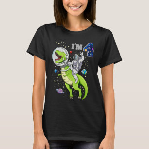 Camiseta 4 anos Astronauta de Menino do Quarto Aniversário