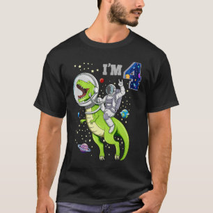 Camiseta 4 anos Astronauta de Menino do Quarto Aniversário