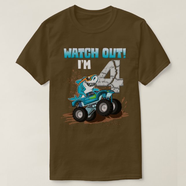 Camiseta 4 Anos De Idade, 4.º Aniversário, Garota-Tubarão M (Frente do Design)