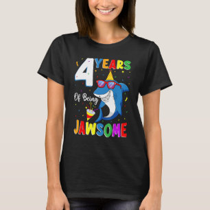 Camiseta 4 Anos De Tubarão Jawsome 4º Aniversário 4 Anos