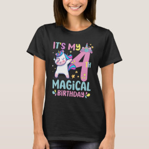 Camiseta 4 anos é meu quarto aniversário mágico Unicórnio P