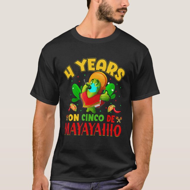 Camiseta 4 Anos Em Cinco De Maya Cinco De Mayo Mexicano (Frente)