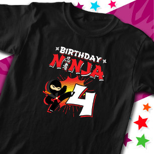 Camiseta 4 anos Estilo de Quadrinhos Ninja 4º aniversário