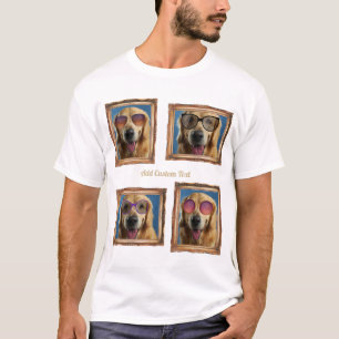 Camiseta 4 Colagem de Fotografias Vintage Frame Dogs Famíli