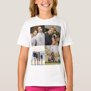 Camiseta 4 Colagem de Fotos de Família Personalizado