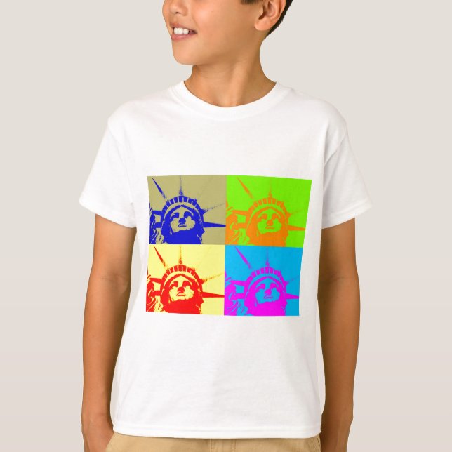 Camiseta 4 Color Pop Art Lady Liberty (Frente)