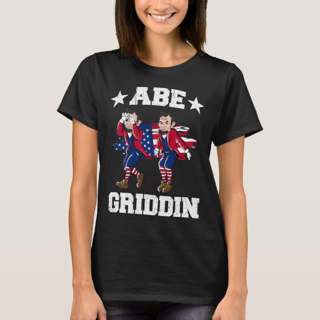 Camiseta 4 De Julho Abraham Lincoln Griddy Abe Griddin  (Frente)