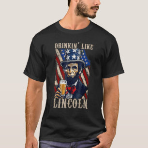 Camiseta 4 De Julho Abraham Lincoln Óculos Solares American