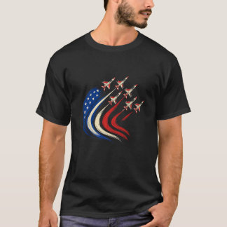 Camiseta 4 De Julho Aeronaves De Combate Vermelho Branco Az