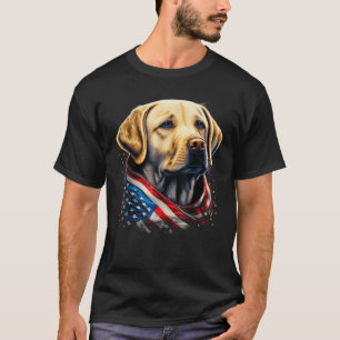 Camiseta 4 De Julho Amarelo Labrador Americano Patriótico