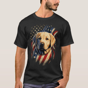 Camiseta 4 De Julho Amarelo Labrador Americano Patriótico