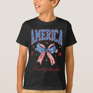 Camiseta 4 De Julho América Coquette Laço Dia Da Independên