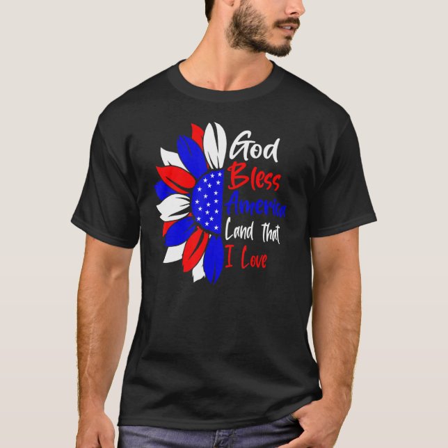 Camiseta 4 De Julho América Deus abençoe Terra Que Eu Amo S (Frente)