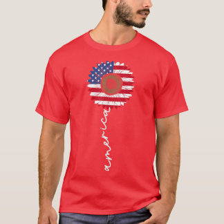 Camiseta 4 de julho América Sunflower EUA Patriótica Améric