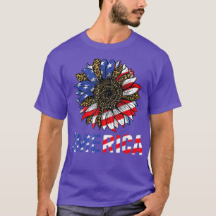 Camiseta 4 de julho América Sunflower EUA Patriótica Améric