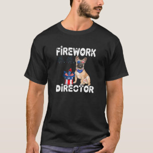 Camiseta 4 De Julho American Flag French Bulldog Fireworks