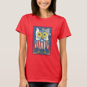 CAMISETA 4 DE JULHO, AMERICANO HOOT OWL, PATRIÓTICO T SHIRT